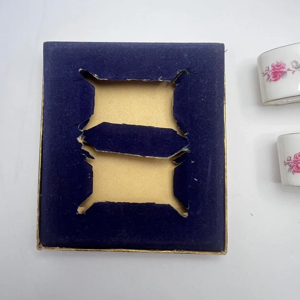 Royal Crown Derby Napkin Ring Spreader Set Cottage Posies Pink Rose Bone China